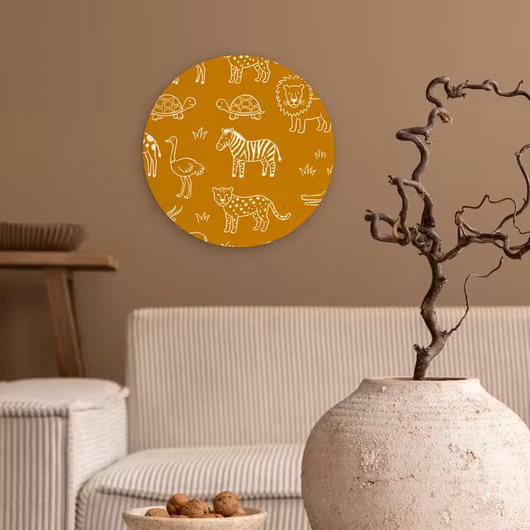 round wall art - Animals - Safari - Pattern - Childlike - Ochre — 2