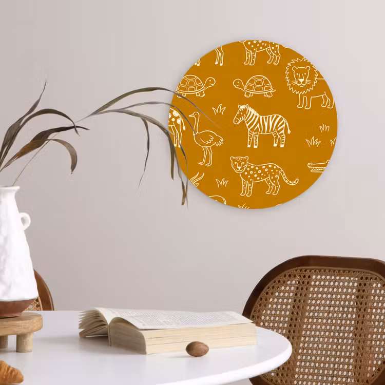 round wall art - Animals - Safari - Pattern - Childlike - Ochre — 4