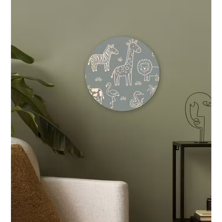 round wall art - Animals - Safari - Pattern - Illustration - Green — 3
