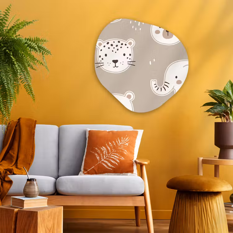 Organic painting - Aluminum -. Animals - Pattern - Illustration - Modern - Beige — 3
