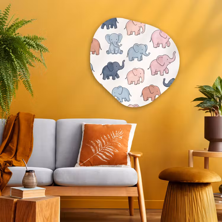 Organic painting - Aluminum -. Animals - Pattern - Kids' Room - Pastel - Playful — 3