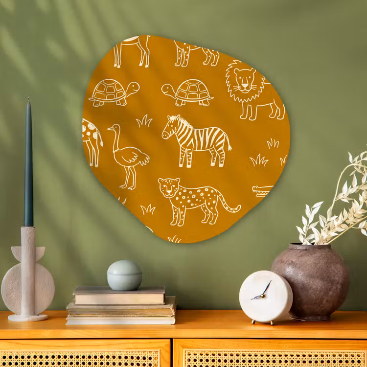 Organic painting - Aluminum -. Animals - Safari - Pattern - Childlike - Ochre — 2