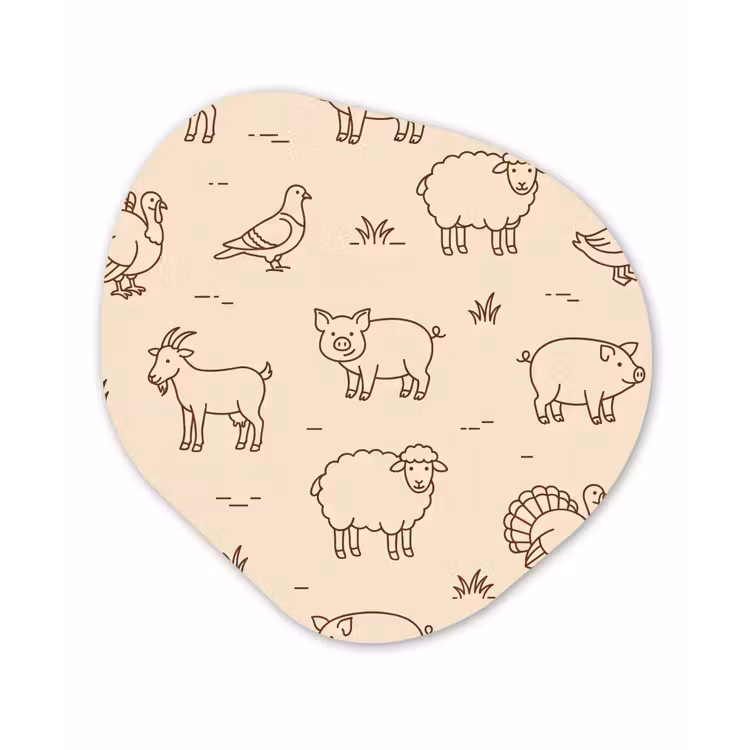 Organic painting - Aluminum -. Animals - Pattern - Farm - Minimalist - Beige — 1