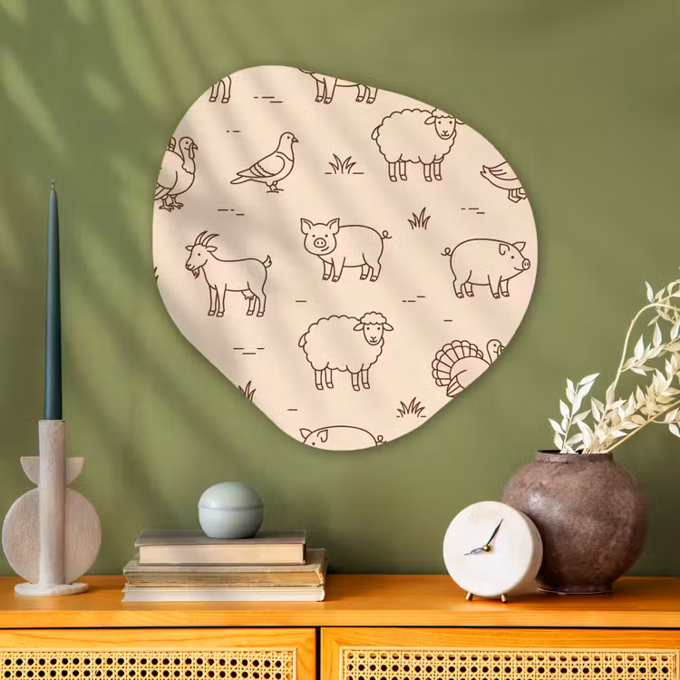 Organic painting - Aluminum -. Animals - Pattern - Farm - Minimalist - Beige — 2