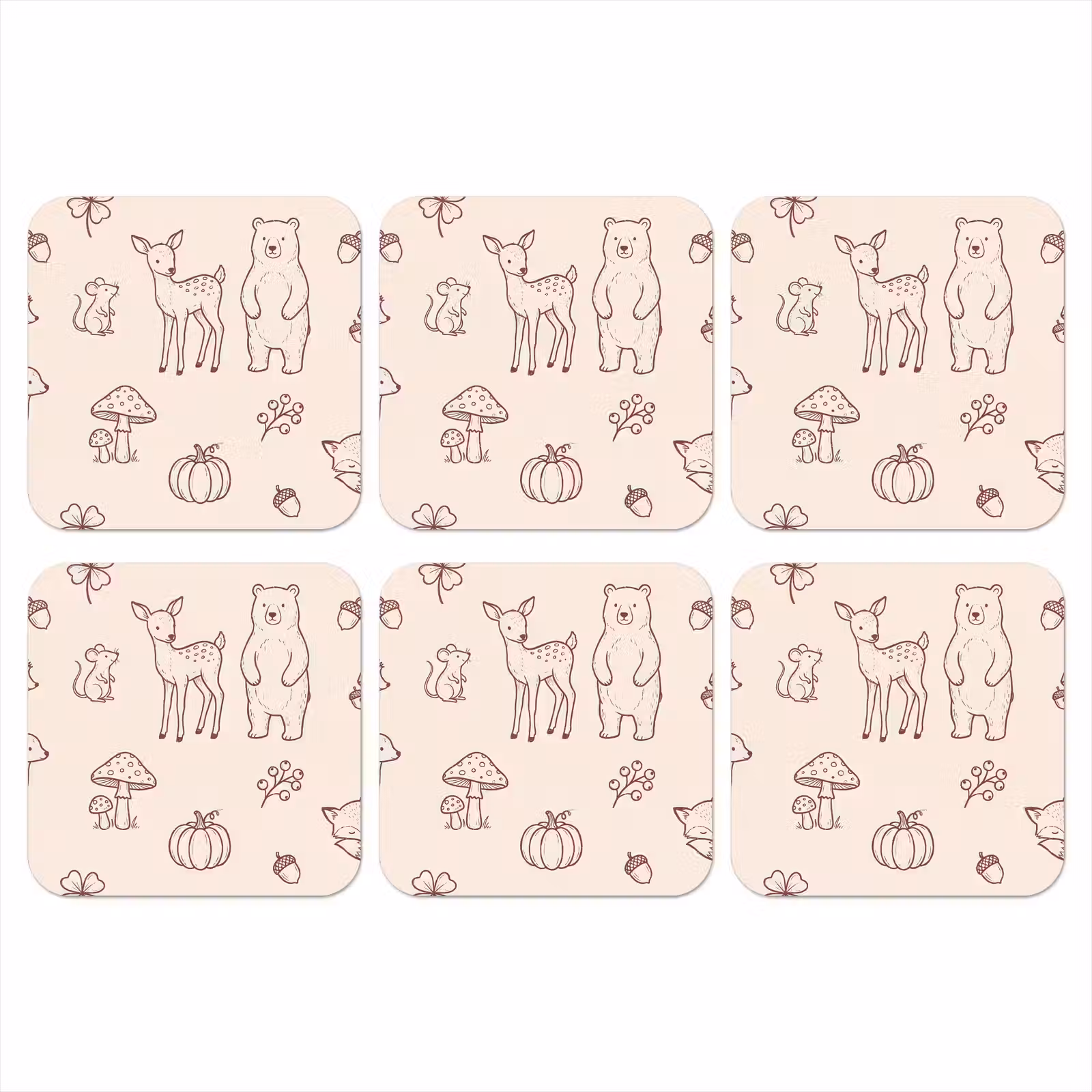 Coaster - Animals - Forest - Nature - Sketch - Pattern — 1