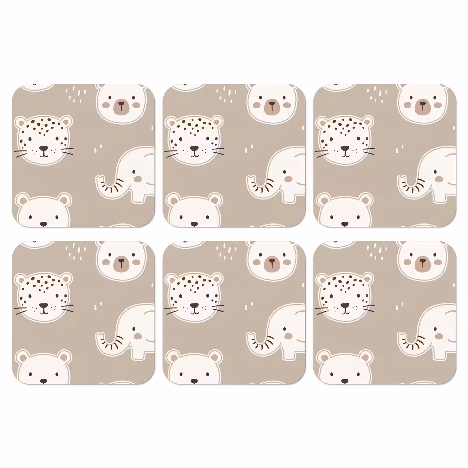 Coaster - Animals - Pattern - Illustration - Modern - Beige — 1