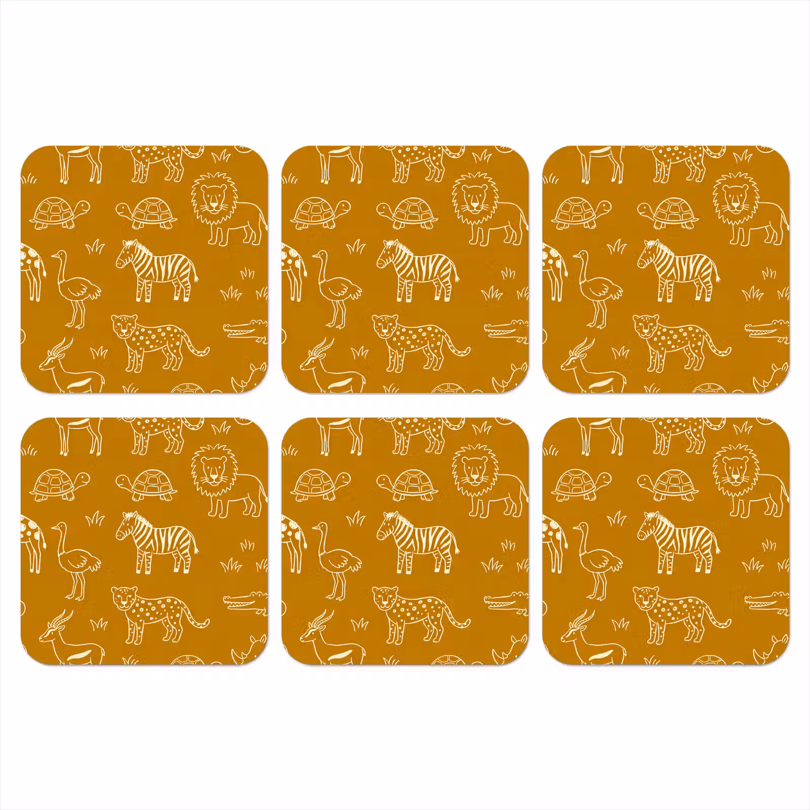 Coaster - Animals - Safari - Pattern - Childlike - Ochre — 1