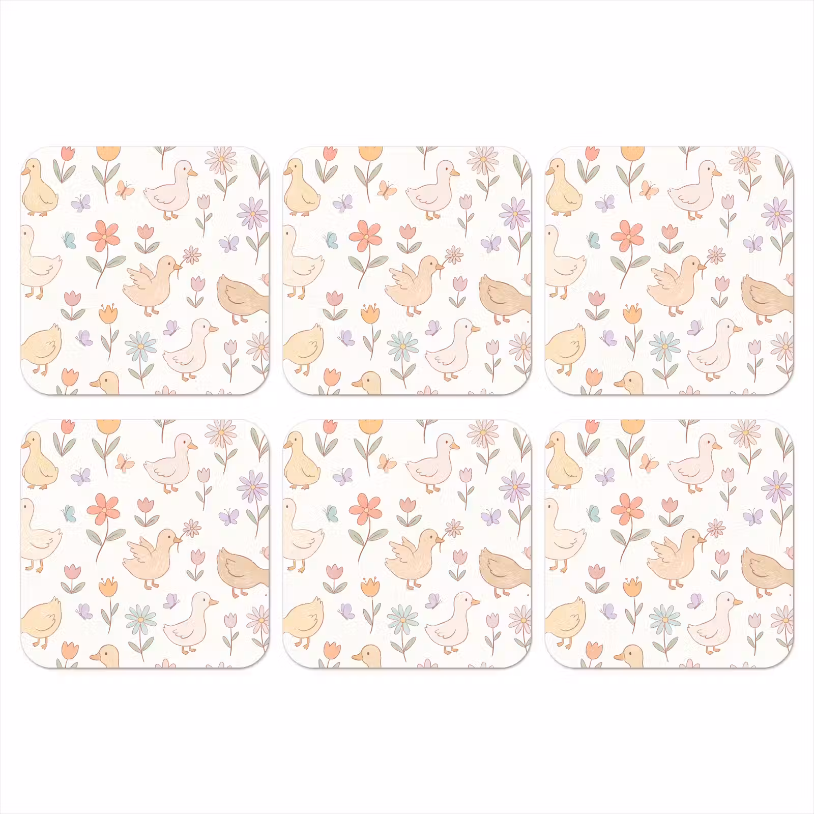 Coaster - Birds - Flowers - Patterns - Pastel - Animals — 1
