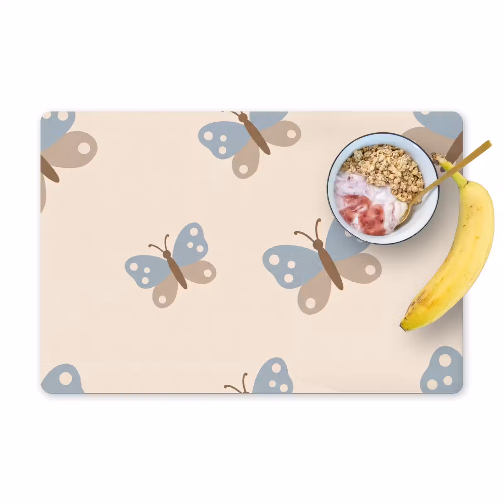 Placemat - 6 pieces - Insect - Butterfly Pattern - Abstract - Blue - Beige — 1