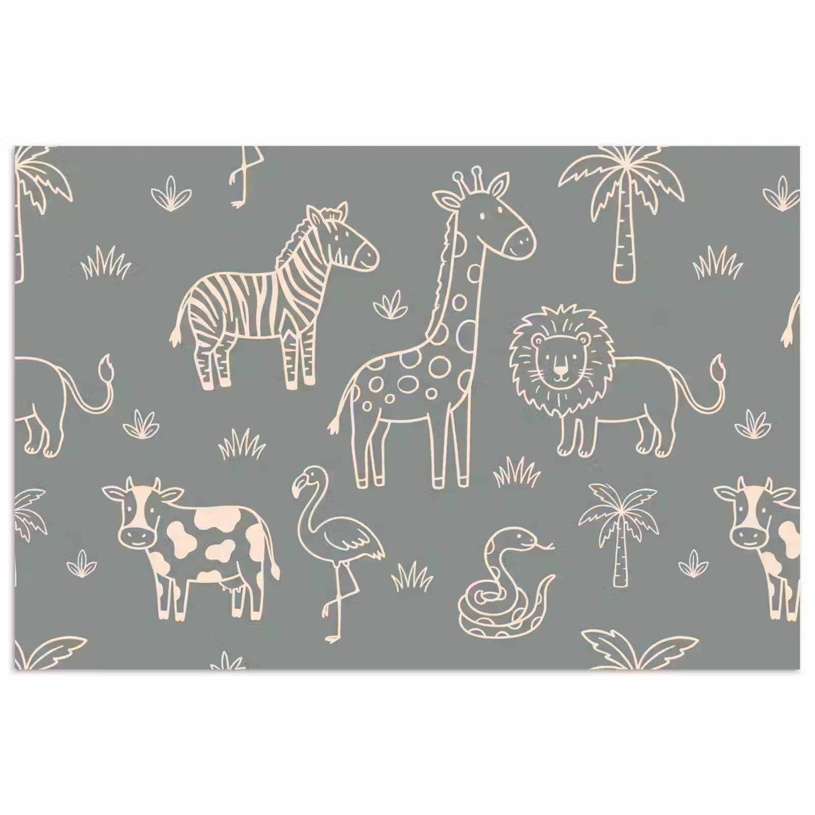 Poster - Animals - Safari - Pattern - Illustration - Green — 1