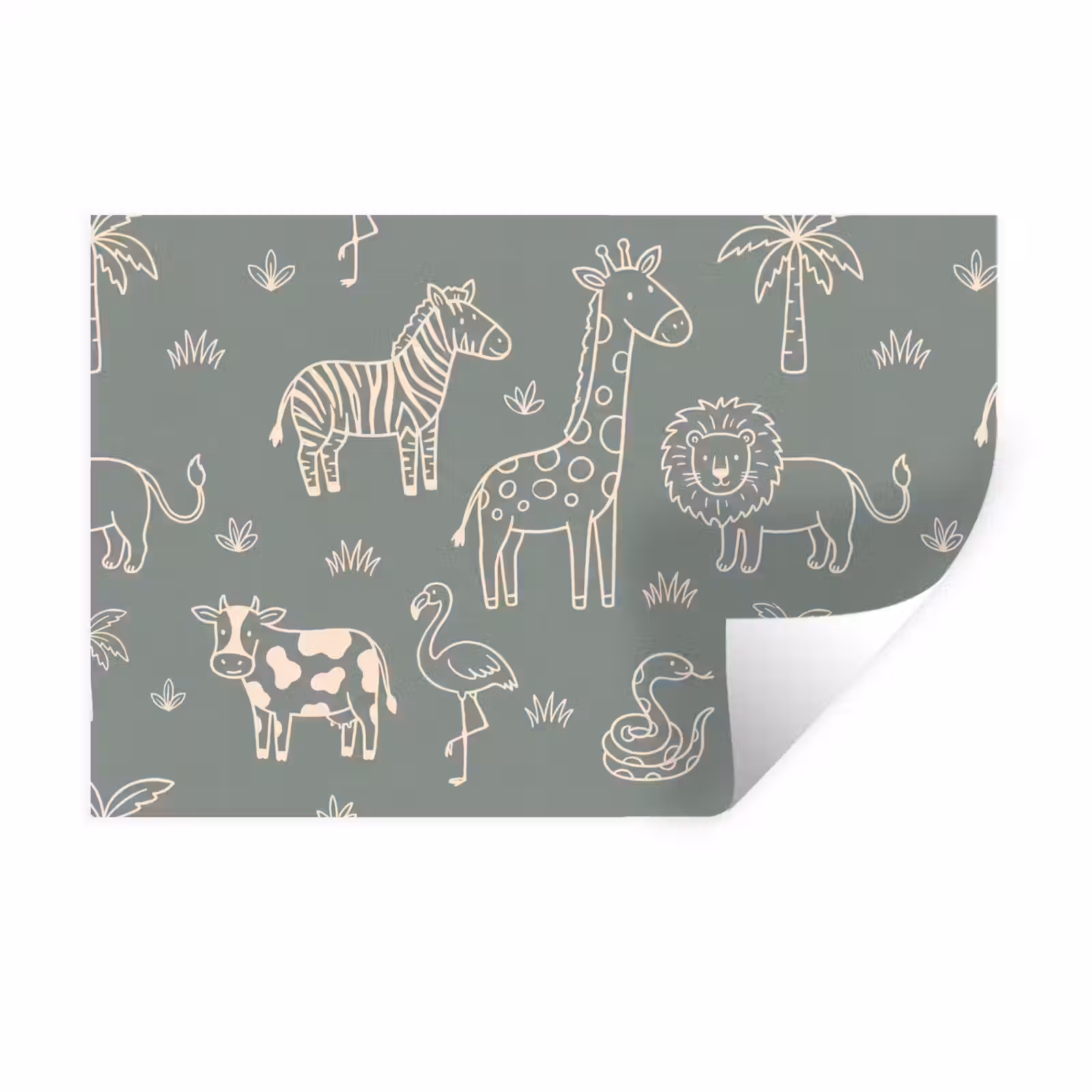Wall Sticker - Animals - Safari - Pattern - Illustration - Green — 1