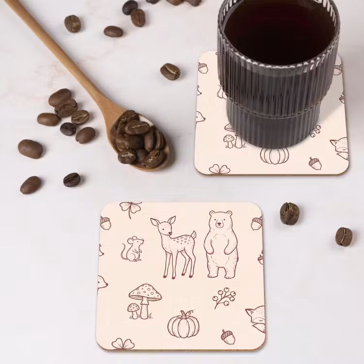Coaster - Animals - Forest - Nature - Sketch - Pattern — 4