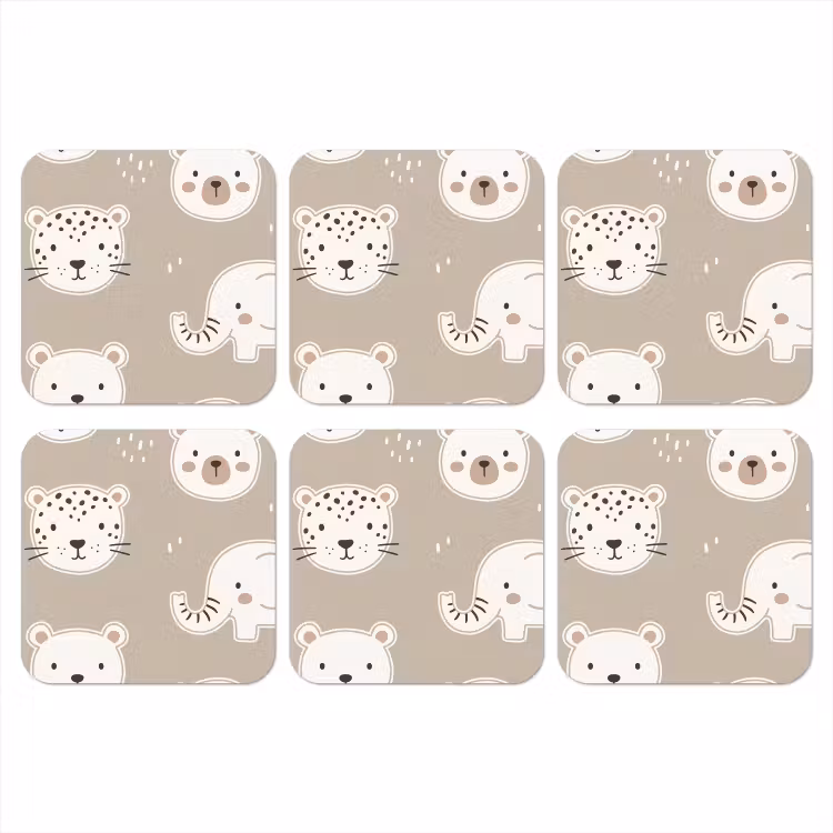 Coaster - Animals - Pattern - Illustration - Modern - Beige — 1