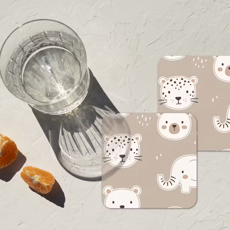 Coaster - Animals - Pattern - Illustration - Modern - Beige — 2