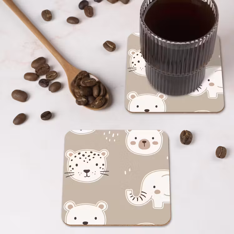 Coaster - Animals - Pattern - Illustration - Modern - Beige — 4