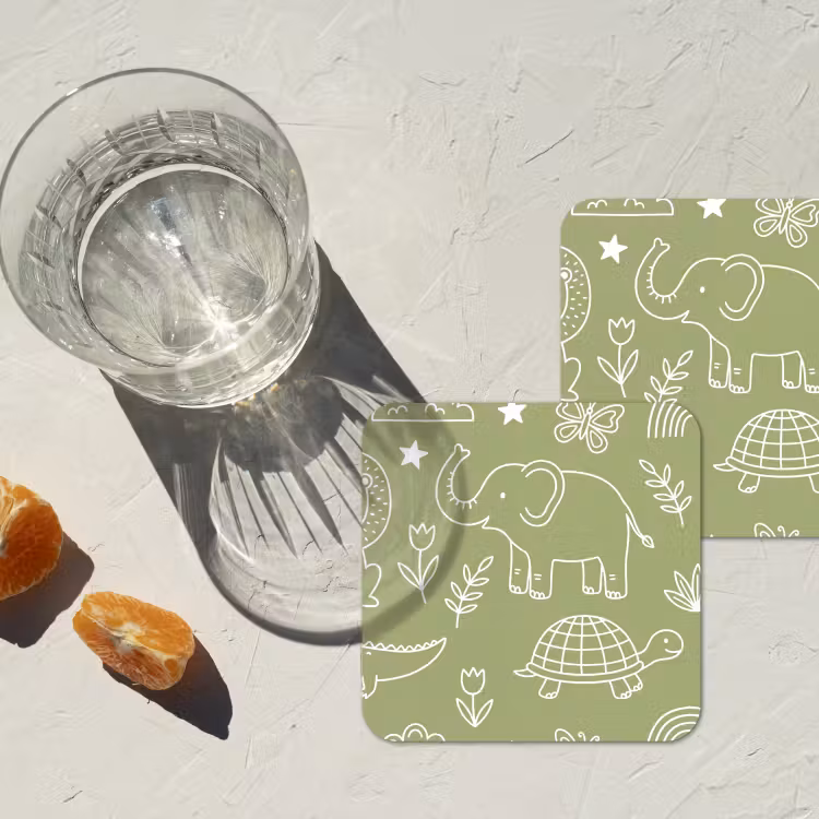 Coaster - Animals - Pattern - Illustration - Nature - Green — 2