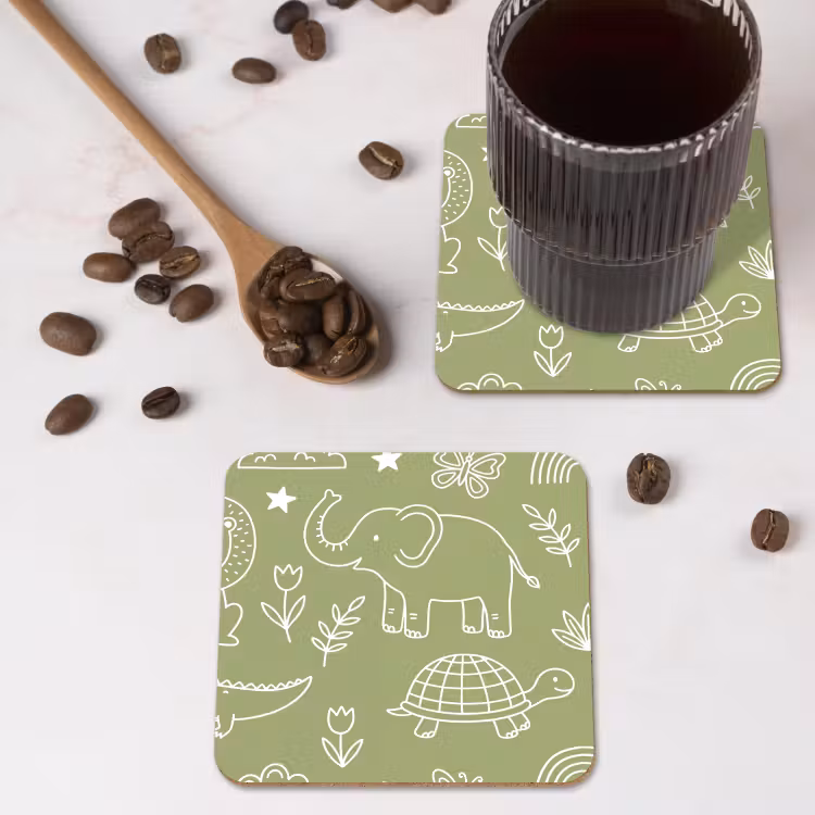 Coaster - Animals - Pattern - Illustration - Nature - Green — 4