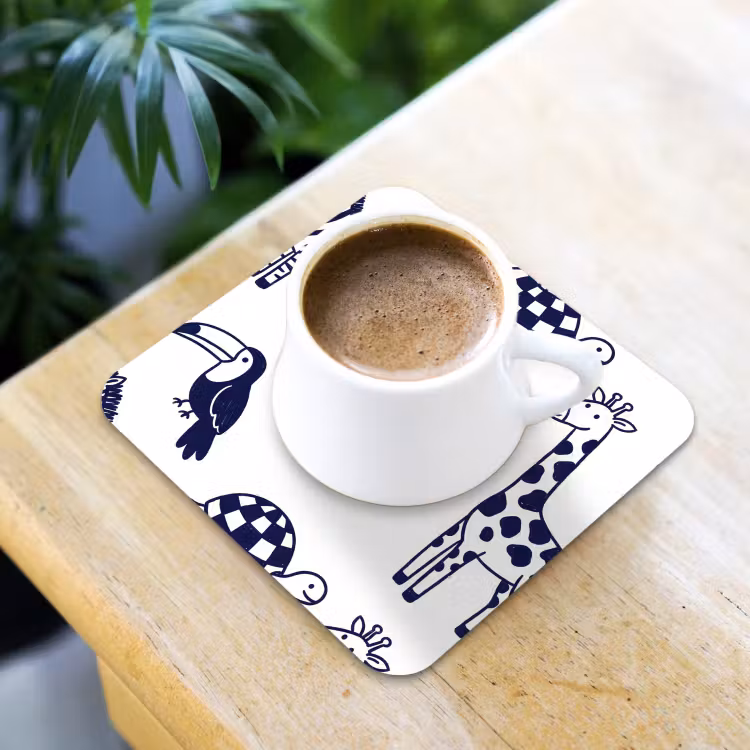 Coaster - Animals - Pattern - Kids' Room - Graphic - White and Blue — 3