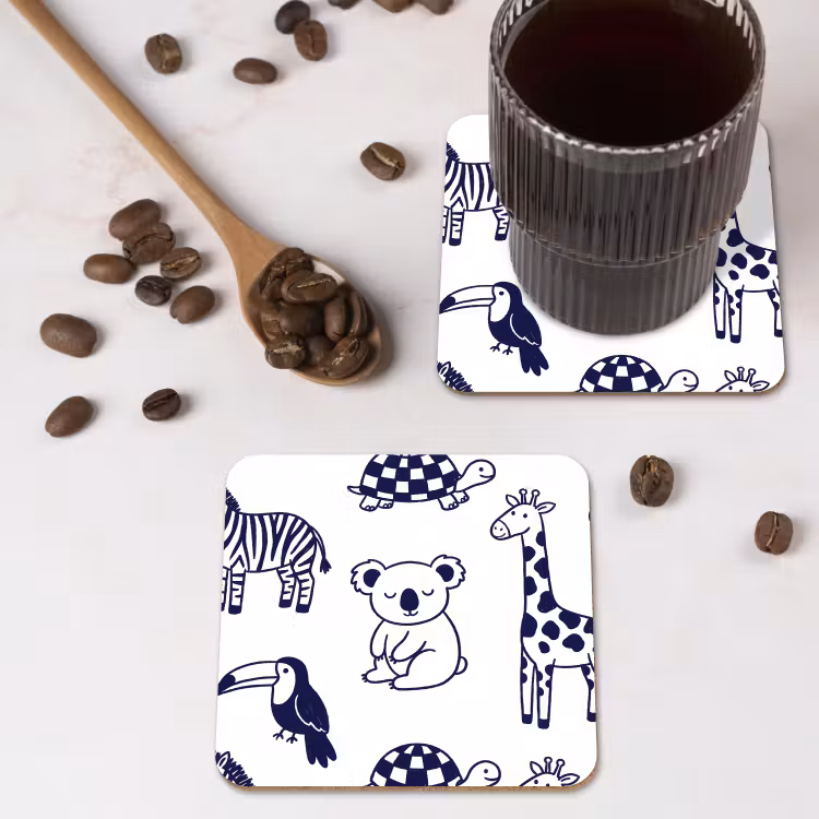 Coaster - Animals - Pattern - Kids' Room - Graphic - White and Blue — 4