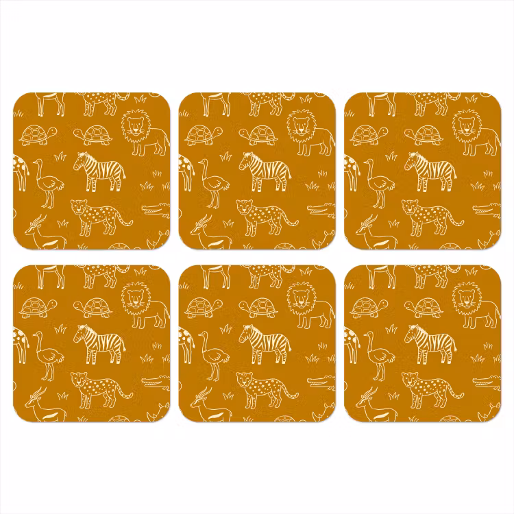 Coaster - Animals - Safari - Pattern - Childlike - Ochre — 1
