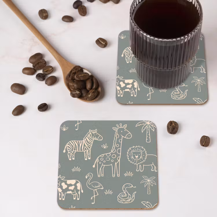 Coaster - Animals - Safari - Pattern - Illustration - Green — 4