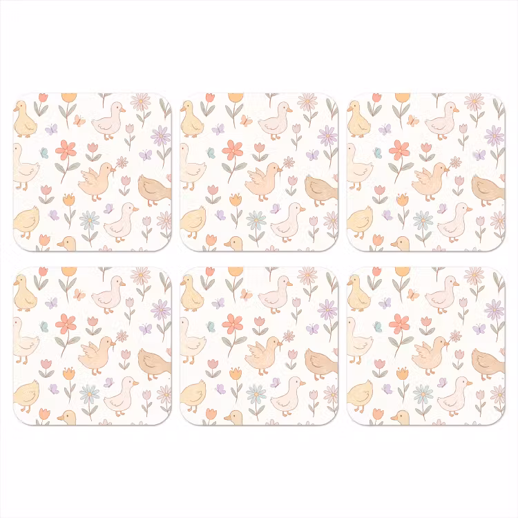 Coaster - Birds - Flowers - Patterns - Pastel - Animals — 1