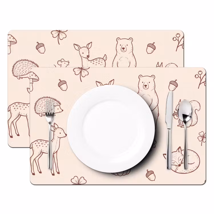 Placemat - 6 pieces - Animals - Forest - Nature - Sketch - Pattern — 2