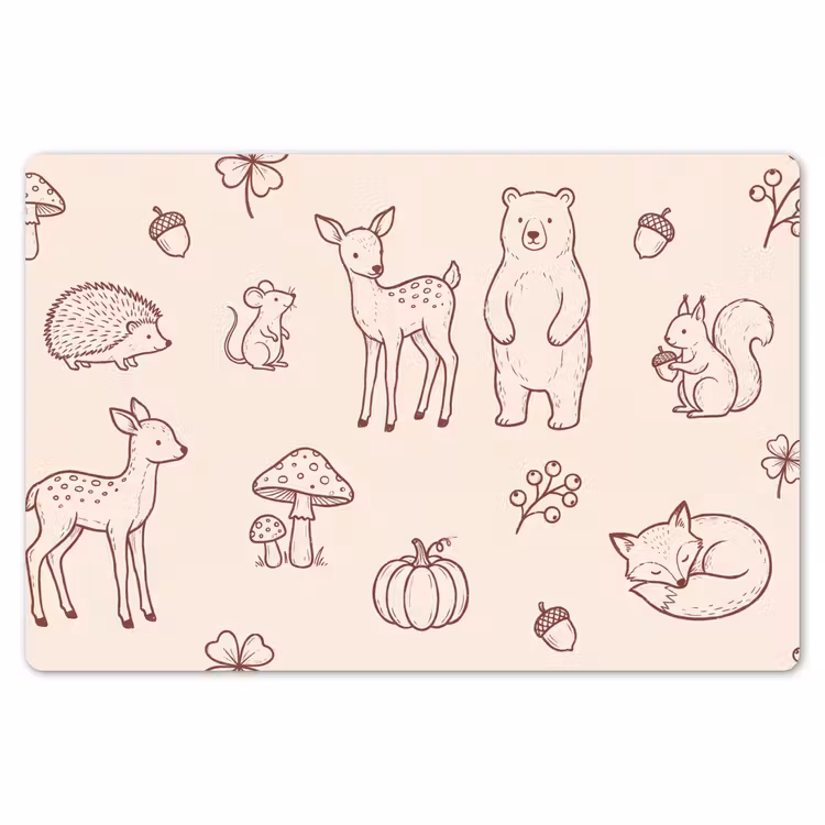 Placemat - 6 pieces - Animals - Forest - Nature - Sketch - Pattern — 6