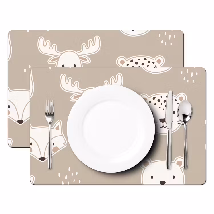 Placemat - 6 pieces - Animals - Pattern - Illustration - Modern - Beige — 2