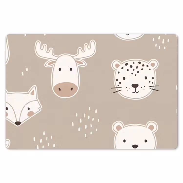 Placemat - 6 pieces - Animals - Pattern - Illustration - Modern - Beige — 6