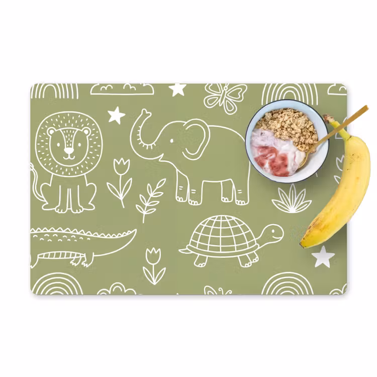 Placemat - 6 pieces - Animals - Pattern - Illustration - Nature - Green — 1