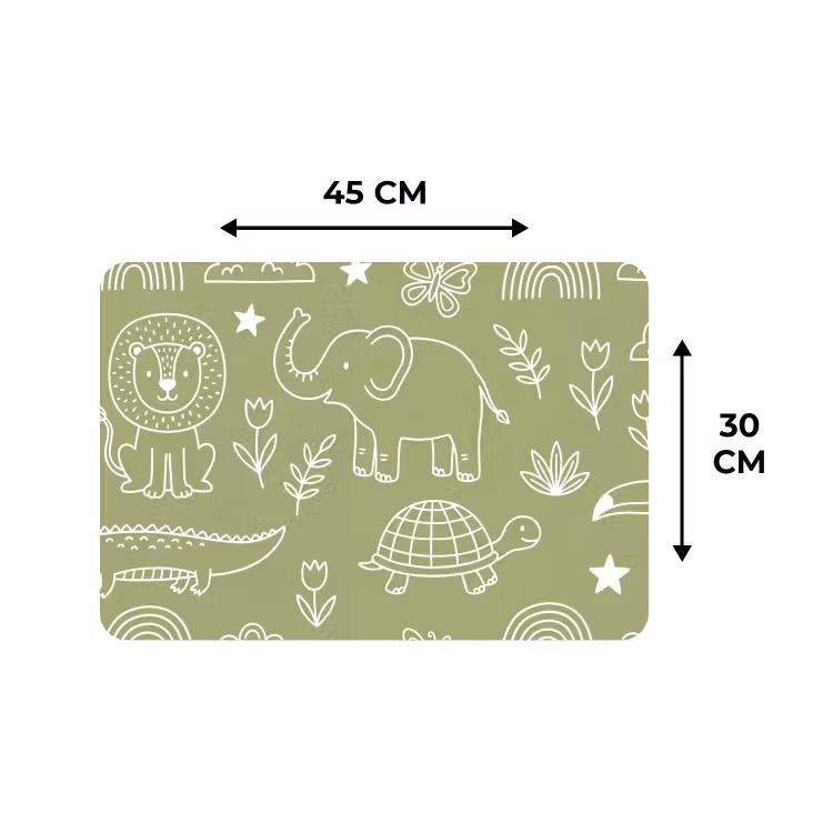 Placemat - 6 pieces - Animals - Pattern - Illustration - Nature - Green — 3