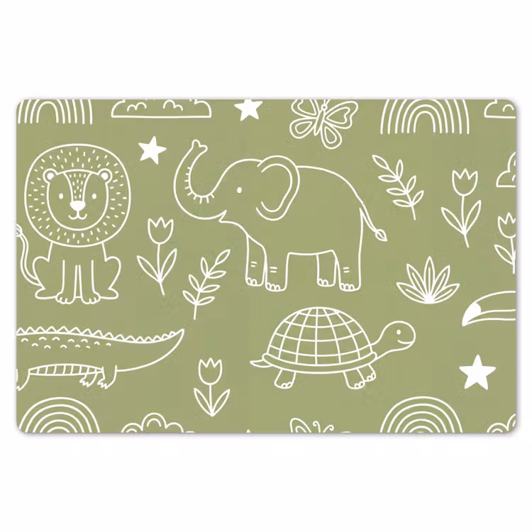 Placemat - 6 pieces - Animals - Pattern - Illustration - Nature - Green — 6
