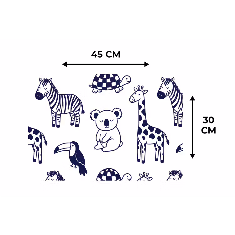 Placemat - 6 pieces - Animals - Pattern - Kids' Room - Graphic - White and Blue — 3