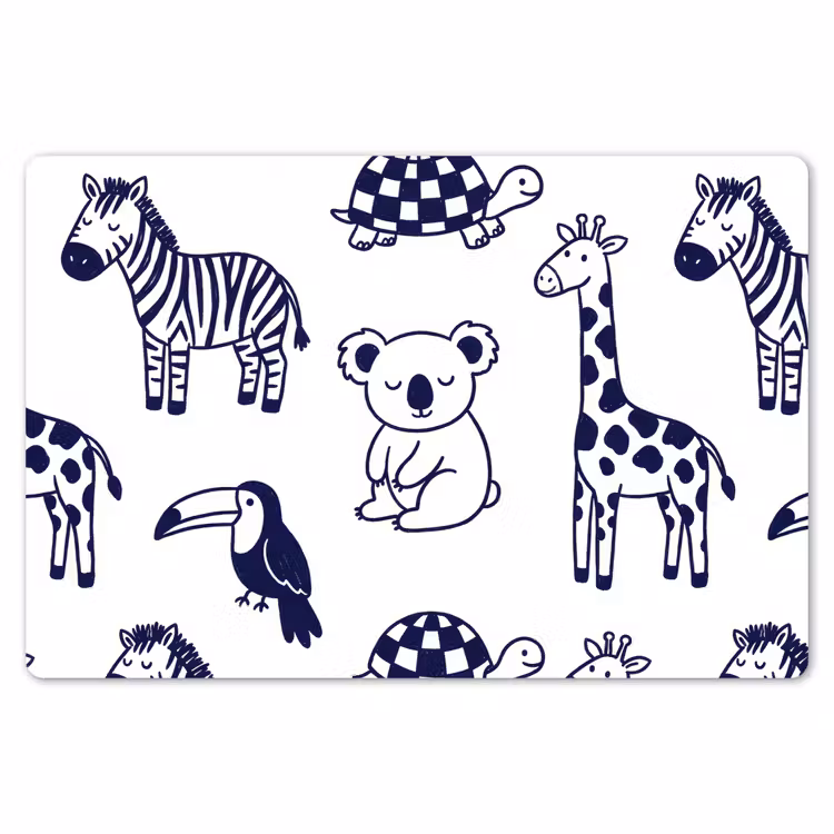 Placemat - 6 pieces - Animals - Pattern - Kids' Room - Graphic - White and Blue — 6