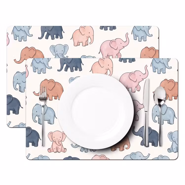 Placemat - 6 pieces - Animals - Pattern - Kids' Room - Pastel - Playful — 2