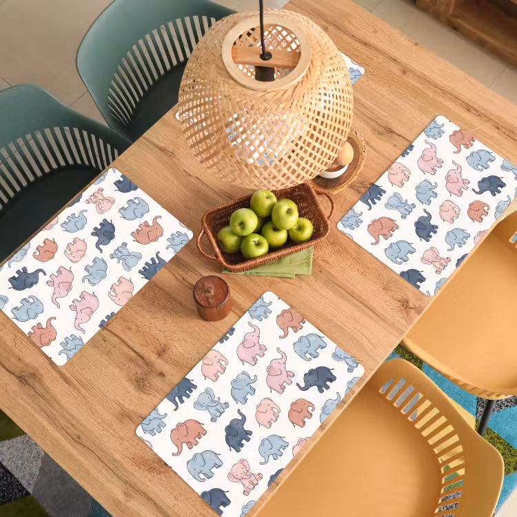 Placemat - 6 pieces - Animals - Pattern - Kids' Room - Pastel - Playful — 5