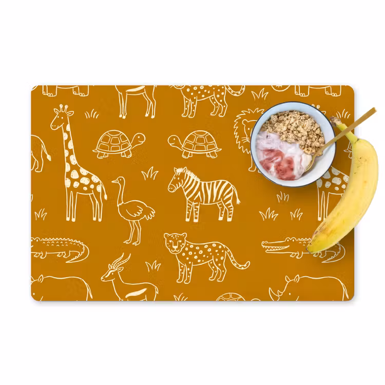 Placemat - 6 pieces - Animals - Safari - Pattern - Childlike - Ochre — 1