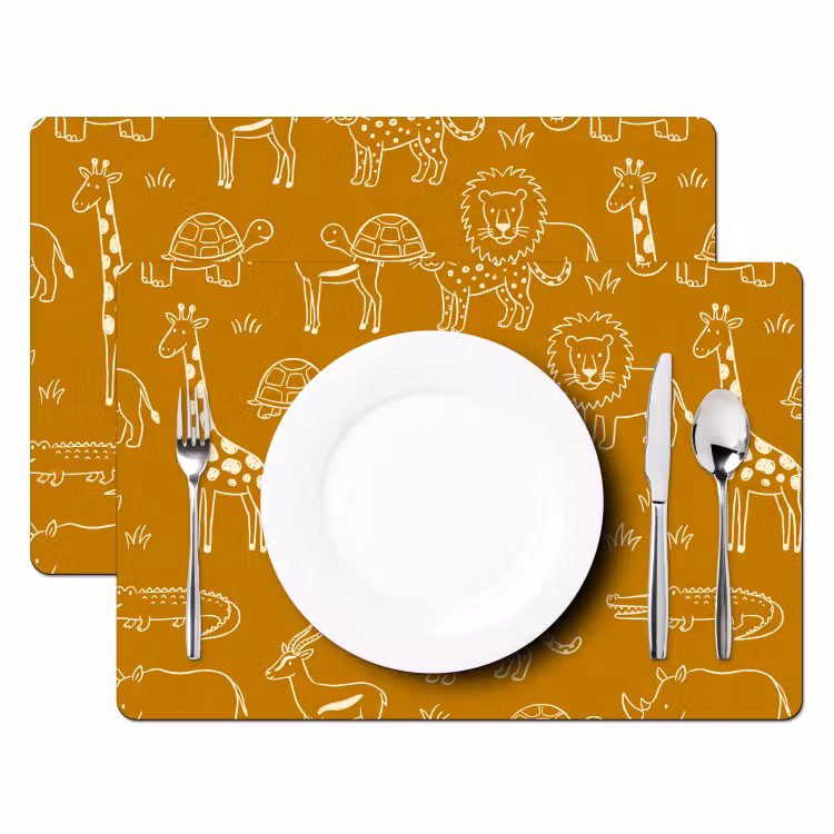 Placemat - 6 pieces - Animals - Safari - Pattern - Childlike - Ochre — 2