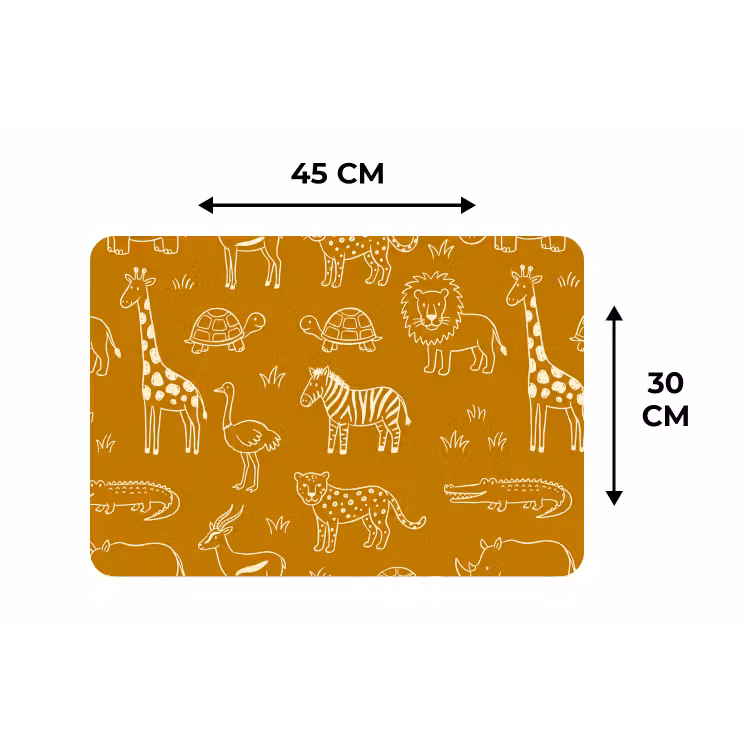 Placemat - 6 pieces - Animals - Safari - Pattern - Childlike - Ochre — 3