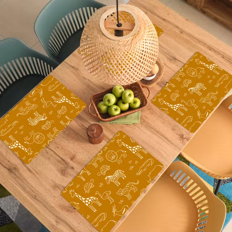 Placemat - 6 pieces - Animals - Safari - Pattern - Childlike - Ochre — 5