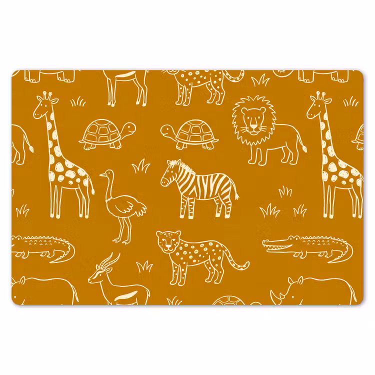 Placemat - 6 pieces - Animals - Safari - Pattern - Childlike - Ochre — 6