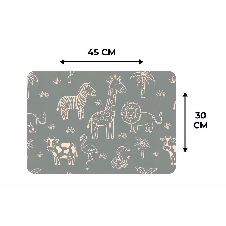 Placemat - 6 pieces - Animals - Safari - Pattern - Illustration - Green — 3
