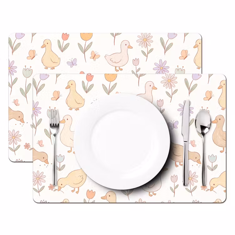 Placemat - 6 pieces - Birds - Flowers - Patterns - Pastel - Animals — 2