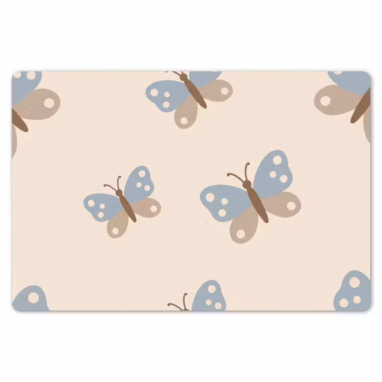 Placemat - 6 pieces - Insect - Butterfly Pattern - Abstract - Blue - Beige — 6