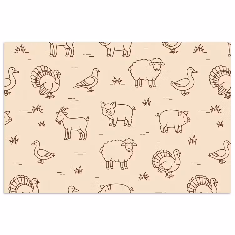 Poster - Animals - Pattern - Farm - Minimalist - Beige — 1