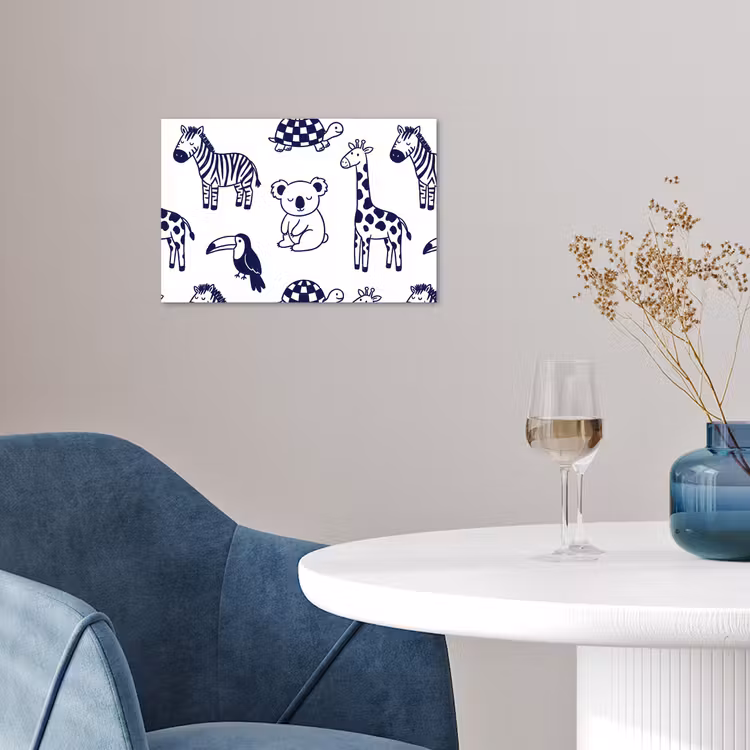 Poster - Animals - Pattern - Kids' Room - Graphic - White and Blue — 4