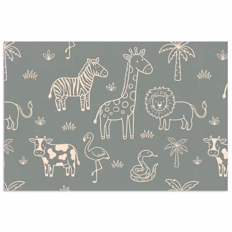 Poster - Animals - Safari - Pattern - Illustration - Green — 1