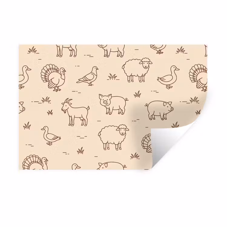 Wall Sticker - Animals - Pattern - Farm - Minimalist - Beige — 1