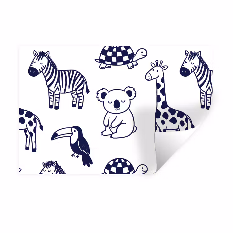 Wall Sticker - Animals - Pattern - Kids' Room - Graphic - White and Blue — 1